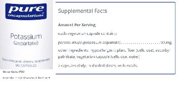 Pure Encapsulations Potassium (Aspartate) - supplement