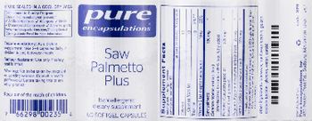 Pure Encapsulations Saw Palmetto Plus - supplement