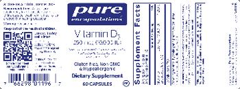 Pure Encapsulations Vitamin D3 250 mcg (10,000 IU) - supplement