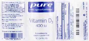 Pure Encapsulations Vitamin D3 400 IU - supplement