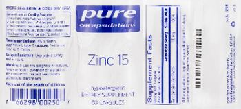 Pure Encapsulations Zinc 15 - supplement