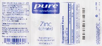 Pure Encapsulations Zinc (Citrate) - supplement