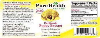 Pure Health Naturally California Poppy Extract - supplement