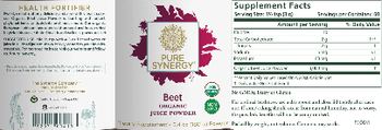 Pure Synergy Organic Beet Juice Powder - supplement