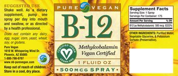 Pure Vegan B-12 500 mcg Spray - 