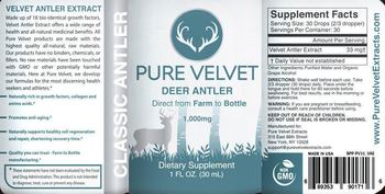 Pure Velvet Deer Antler 1,000 mg - supplement
