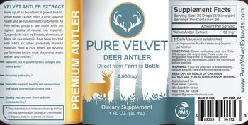 Pure Velvet Deer Antler 2,000 mg - supplement