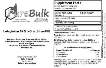 PureBulk.com L-Arginine-AKG L-Ornithine-AKG - 