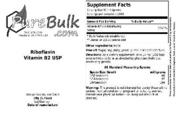 PureBulk.com Riboflavin Vitamin B2 USP - 