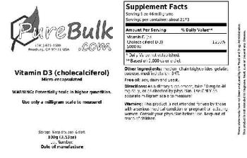 PureBulk.com Vitamin D3 (Cholecalciferol) Micro-Encapsulated - 