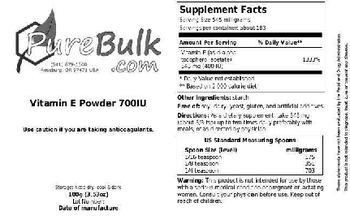 PureBulk.com Vitamin E Powder 700 IU - 