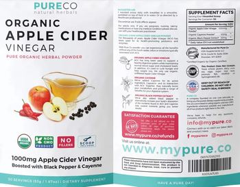 PureCo Organic Apple Cider Vinegar - supplement