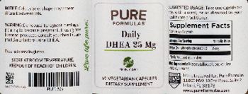 PureFormulas Daily DHEA 25 mg - supplement