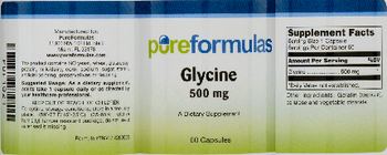 PureFormulas Glycine 500 mg - supplement