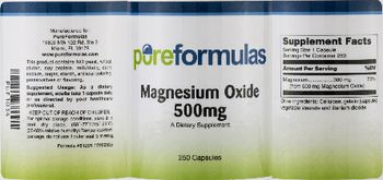 PureFormulas Magnesium Oxide 500mg - supplement