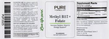 PureFormulas Methyl B12 + Folate - supplement