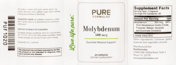 PureFormulas Molybdenum 500 mcg - supplement