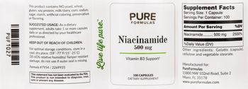 PureFormulas Niacinamide 500 mg - supplement