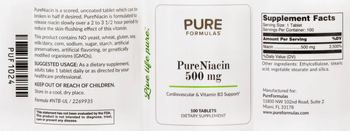 PureFormulas PureNiacin 500 mg - supplement