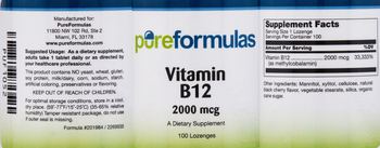 PureFormulas Vitamin B12 2000 mcg - supplement