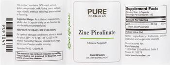 PureFormulas Zinc Picolinate - supplement
