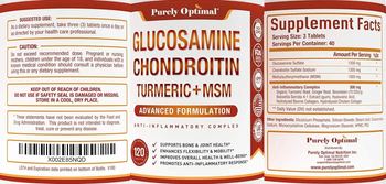 Purely Optimal Glucosamine Chondroitin Turmeric + MSM - supplement