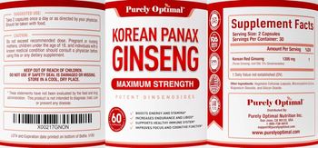 Purely Optimal Korean Panax Ginseng Maximum Strength - supplement