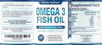 Purely Optimal Omega 3 Fish Oil Natural Lemon Flavor - supplement