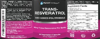 Purest Vantage Trans-Resveratrol 600 mg - supplement