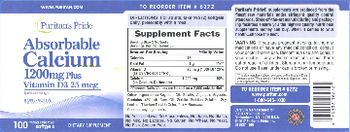Puritan's Pride Absorbable Calcium 1200 mg plus Vitamin D3 25 mcg - supplement
