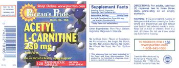 Puritan's Pride Acetyl L-Carnitine 250 mg Free Form - supplement