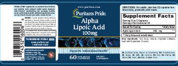 Puritan's Pride Alpha Lipoic Acid 100 mg - supplement