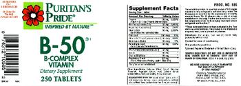 Puritan's Pride B-50 B-Complex Vitamin - supplement