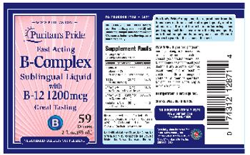 Puritan's Pride B-Complex Sublingual Liquid With B-12 1200 mcg - vegetarian supplement