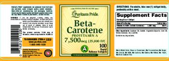 Puritan's Pride Beta-Carotene 7,500 mcg - vitamin supplement