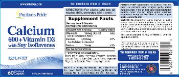 Puritan's Pride Calcium 600 + Vitamin D3 with Soy Isoflavones - supplement