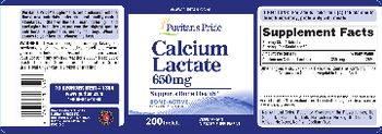 Puritan's Pride Calcium Lactate 650 mg - vegetarian supplement