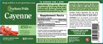 Puritan's Pride Cayenne 450 mg - herbal supplement