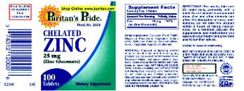 Puritan's Pride Chelated Zinc 25 mg - supplement