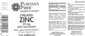 Puritan's Pride Chelated Zinc 25 mg - supplement