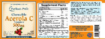 Puritan's Pride Chewable Acerola C Sweet & Tangy Berry Flavor - vegetarian vitamin supplement