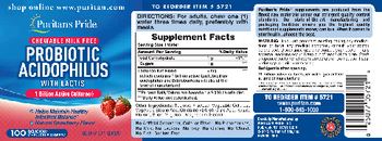 Puritan's Pride Chewable Milk free Probiotic Acidophilus with Lactis Natural Strawberry Flavor - supplement