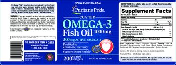 Puritan's Pride Coated Omega-3 Fish Oil 1000mg - supplement