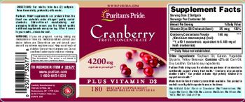 Puritan's Pride Cranberry plus Vitamin D3 - supplement