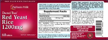 Puritan's Pride Doctor's Trust Red Yeast Rice 1200 mg - supplement