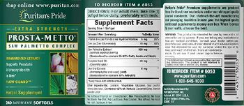 Puritan's Pride Extra Strength Prosta-Metto Saw Palmetto Complex - herbal supplement