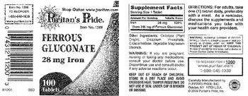 Puritan's Pride Ferrous Gluconate 28 mg Iron - iron supplement