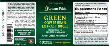 Puritan's Pride Green Coffee Bean Extract 800 mg - supplement