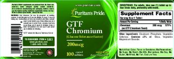 Puritan's Pride GTF Chromium 200 mcg - vegetarian supplement