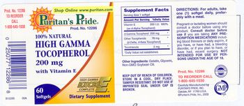 Puritan's Pride High Gamma Tocopherol 200 mg With Vitamin E - supplement